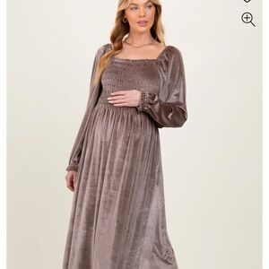 Pinkblush Velvet Maxi Dress in Taupe